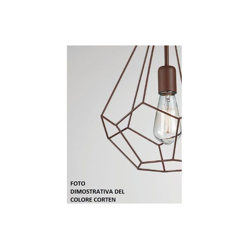 CUBO PLAFONIERA CUBICA CON STRUTTURA APERTA STILE VINTAGE METALLO NERO BIANCO O CORTEN CRISTALENSI LUX - Cristalensi Shop Online