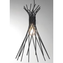 FALO LAMPADARIO A SOSPENSIONE IN STILE VINTAGE CON RAMI INTRECCIATI IN METALLO NERO O BIANCO CRISTALENSI LUX - Cristalensi Shop