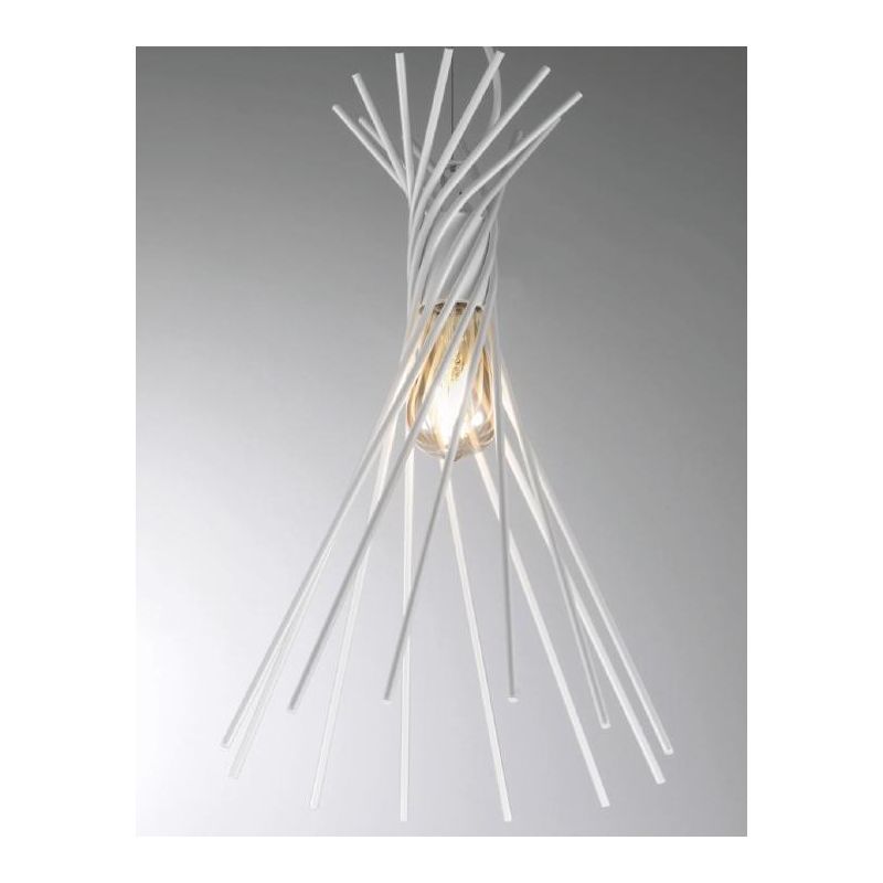 FALO LAMPADARIO A SOSPENSIONE IN STILE VINTAGE CON RAMI INTRECCIATI IN METALLO NERO O BIANCO CRISTALENSI LUX - Cristalensi Shop