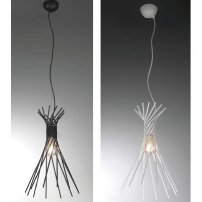 FALO LAMPADARIO A SOSPENSIONE IN STILE VINTAGE CON RAMI INTRECCIATI IN METALLO NERO O BIANCO CRISTALENSI LUX - Cristalensi Shop