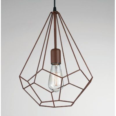 DIAMANTE SOSPENSIONE VINTAGE CON STRUTTURA APERTA TRIANGOLARE METALLO NERO BIANCO CORTEN CRISTALENSI LUX - Cristalensi Shop Onli