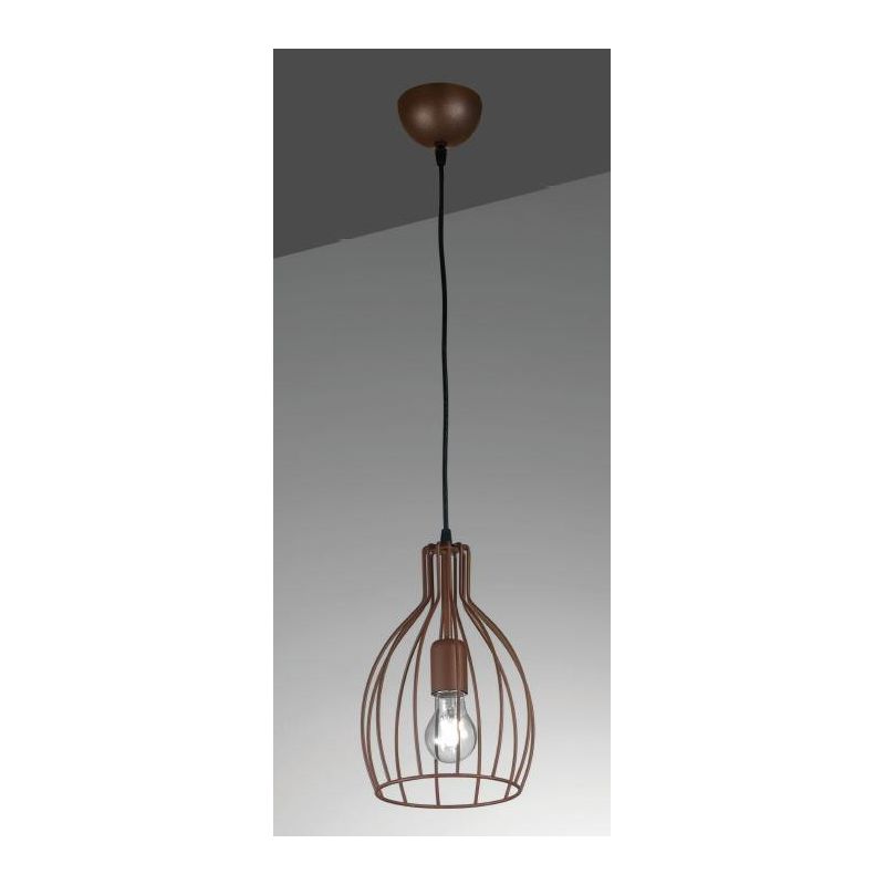 BOTTIGLIA SOSPENSIONE STILE VINTAGE CON GABBIA APERTA IN METALLO VERNICIATO RAME,NERO,CORTEN O BIANCO CRISTALENSI LUX - Cristale