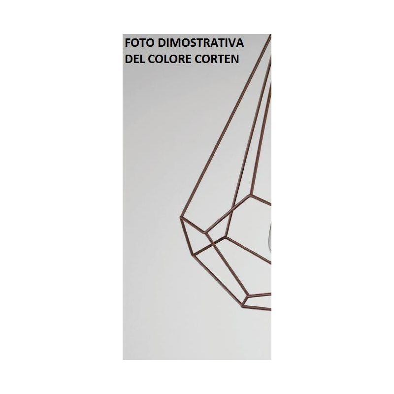 CLESSIDRA LAMPADARIO STILE VINTAGE IN METALLO RAME,BIANCO,NERO O CORTEN CON STRUTTURA APERTA A GABBIA CRISTALENSI LUX - Cristale