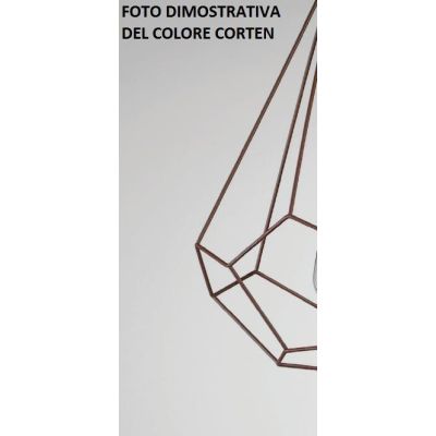 CLESSIDRA LAMPADARIO STILE VINTAGE IN METALLO RAME,BIANCO,NERO O CORTEN CON STRUTTURA APERTA A GABBIA CRISTALENSI LUX - Cristale