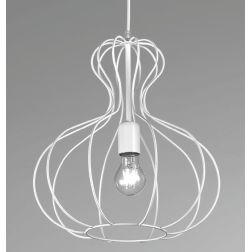 AMPOLLA LAMPADARIO A SOSPENSIONE STILE VINTAGE IN METALLO NERO BIANCO O CORTEN CON STRUTTURA APERTA CRISTALENSI LUX - Cristalens 2