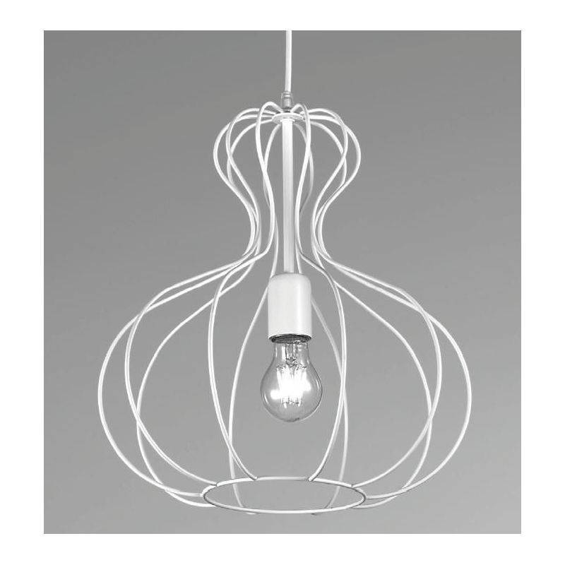 AMPOLLA LAMPADARIO A SOSPENSIONE STILE VINTAGE IN METALLO NERO BIANCO O CORTEN CON STRUTTURA APERTA CRISTALENSI LUX - Cristalens
