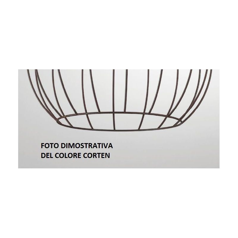 AMPOLLA LAMPADARIO A SOSPENSIONE STILE VINTAGE IN METALLO NERO BIANCO O CORTEN CON STRUTTURA APERTA CRISTALENSI LUX - Cristalens