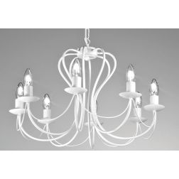 MARGOT LAMPADARIO A BRACCI CLASSICO IN METALLO BIANCO CON LAMPADINE A VISTA CRISTALENSI LUX - Cristalensi Shop Online