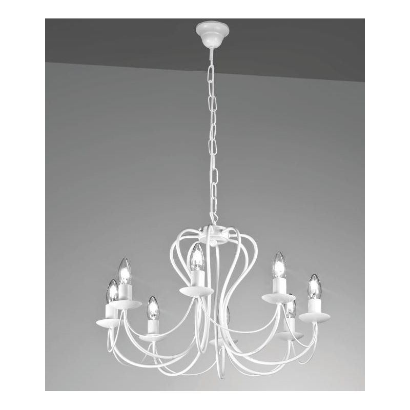 MARGOT LAMPADARIO A BRACCI CLASSICO IN METALLO BIANCO CON LAMPADINE A VISTA CRISTALENSI LUX - Cristalensi Shop Online