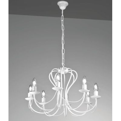 MARGOT LAMPADARIO A BRACCI CLASSICO IN METALLO BIANCO CON LAMPADINE A VISTA CRISTALENSI LUX - Cristalensi Shop Online