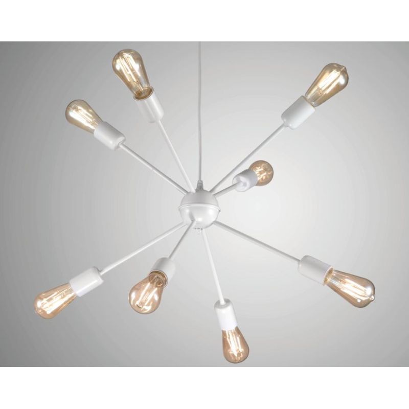 RAGNO LAMPADARIO STILE VINTAGE IN METALLO BIANCO O NERO CON LAMPADINE A VISTA CRISTALENSI LUX - Cristalensi Shop Online