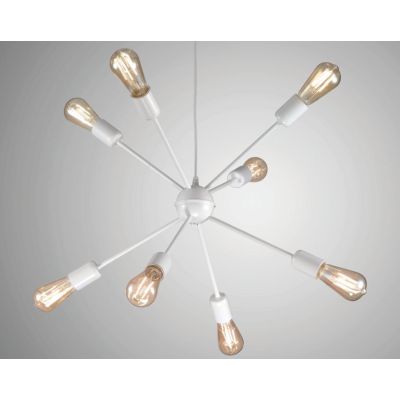 RAGNO LAMPADARIO STILE VINTAGE IN METALLO BIANCO O NERO CON LAMPADINE A VISTA CRISTALENSI LUX - Cristalensi Shop Online