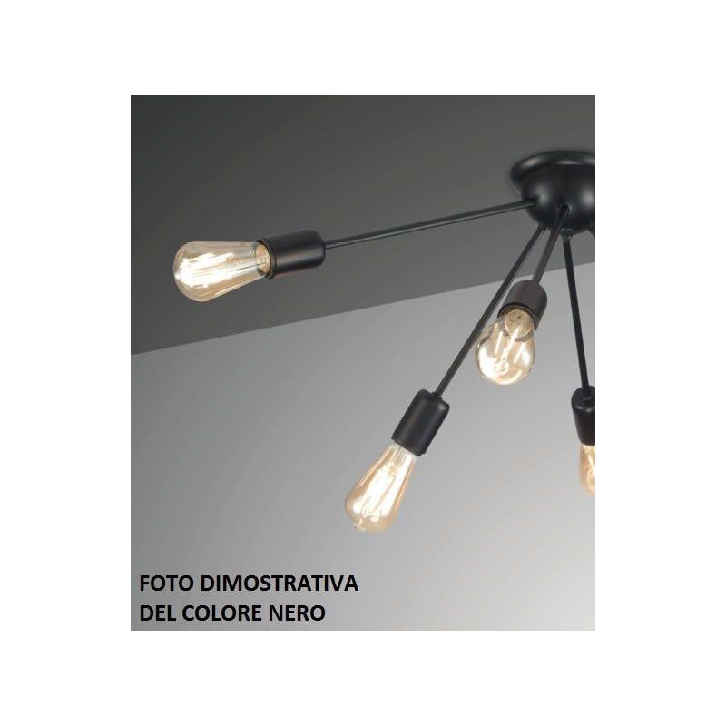 RAGNO LAMPADARIO STILE VINTAGE IN METALLO BIANCO O NERO CON LAMPADINE A VISTA CRISTALENSI LUX - Cristalensi Shop Online