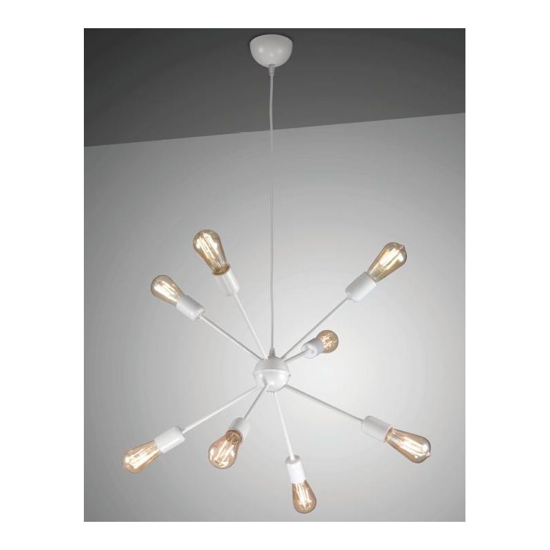 RAGNO LAMPADARIO STILE VINTAGE IN METALLO BIANCO O NERO CON LAMPADINE A VISTA CRISTALENSI LUX - Cristalensi Shop Online