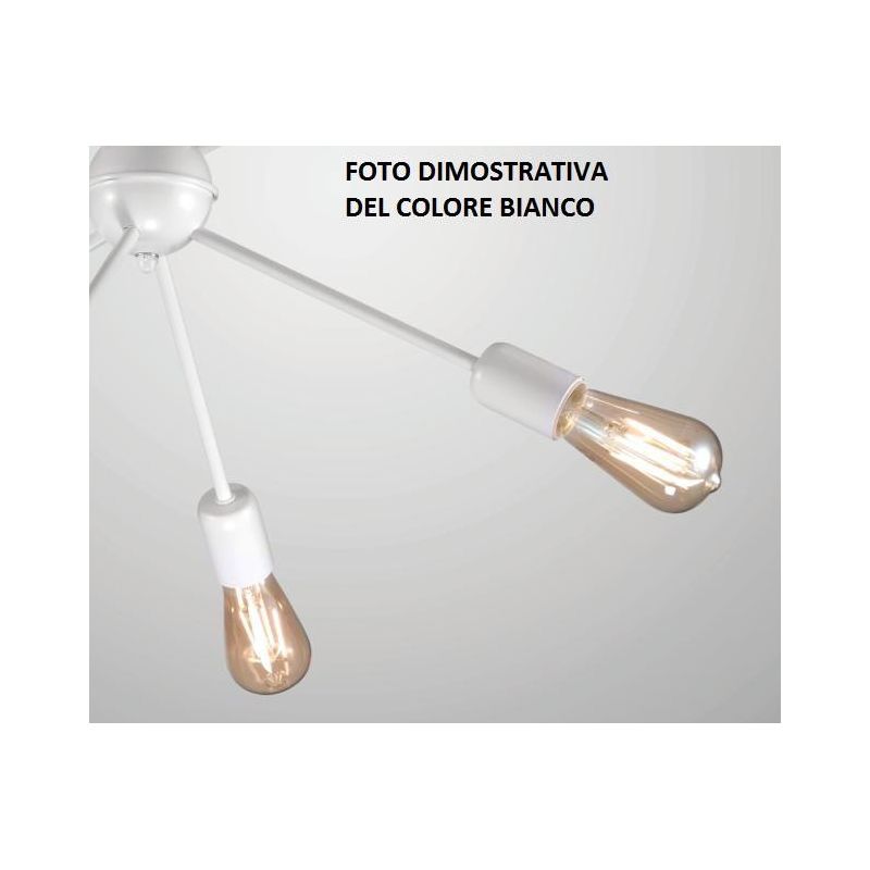 RAGNO PLAFONIERA STILE VINTAGE IN METALLO BIANCO O NERO CON LAMPADINE A VISTA CRISTALENSI LUX - Cristalensi Shop Online