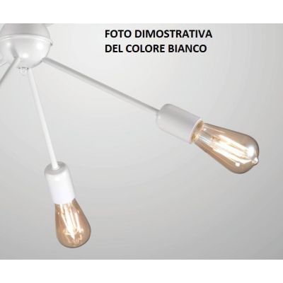 RAGNO PLAFONIERA STILE VINTAGE IN METALLO BIANCO O NERO CON LAMPADINE A VISTA CRISTALENSI LUX - Cristalensi Shop Online