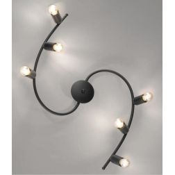 VENERE PLAFONIERA 6 LUCI MODERNA ED ECONOMICA METALLO NERO O BIANCO CON LAMPADE A VISTA CRISTALENSI LUX - Cristalensi Shop Onlin