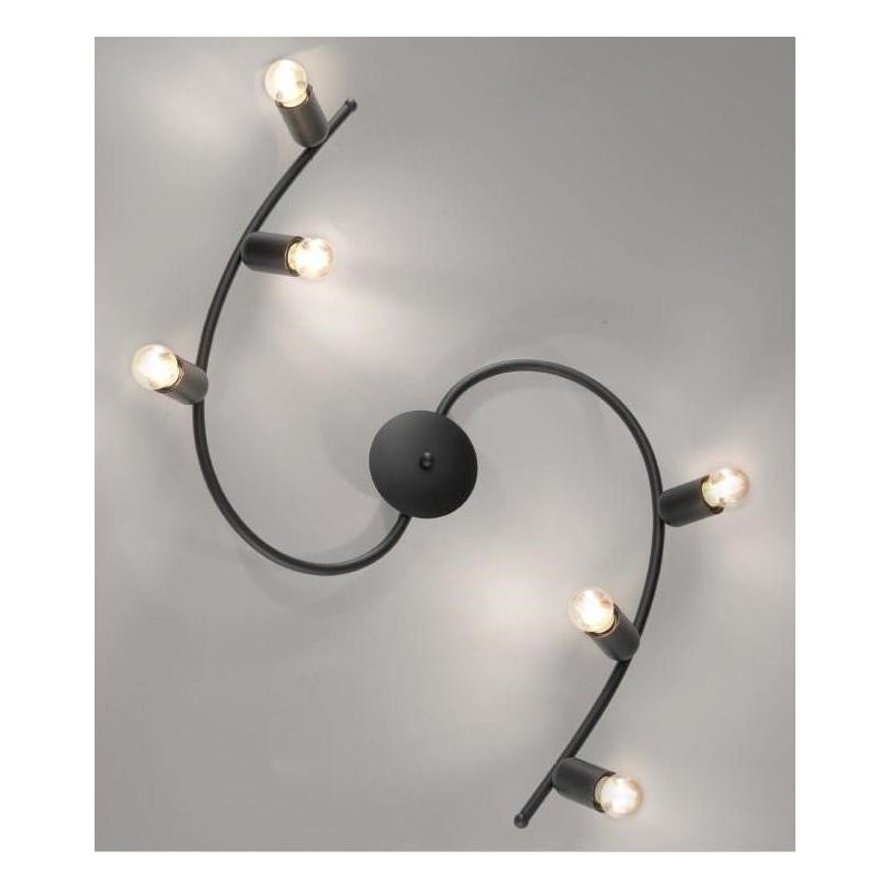 VENERE PLAFONIERA 6 LUCI MODERNA ED ECONOMICA METALLO NERO O BIANCO CON LAMPADE A VISTA CRISTALENSI LUX - Cristalensi Shop Onlin