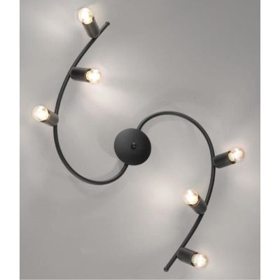 VENERE PLAFONIERA 6 LUCI MODERNA ED ECONOMICA METALLO NERO O BIANCO CON LAMPADE A VISTA CRISTALENSI LUX - Cristalensi Shop Onlin