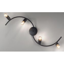 VENERE PLAFONIERA 4 LUCI MODERNA ED ECONOMICA METALLO NERO O BIANCO CON LAMPADE A VISTA CRISTALENSI LUX - Cristalensi Shop Onlin