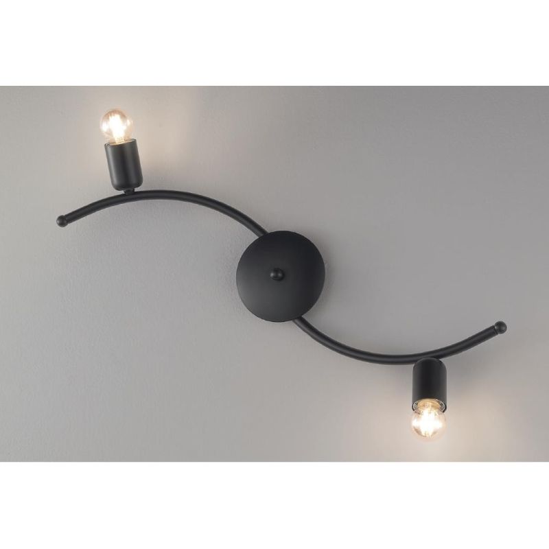 VENERE PLAFONIERA APPLIQUE 2 LUCI MODERNA ED ECONOMICA METALLO NERO O BIANCO CON LAMPADE A VISTA CRISTALENSI LUX - Cristalensi S