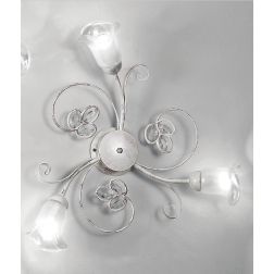 CLARISSA PLAFONIERA 3 LUCI BIANCO PATINATO RAME CLASSICA DIFFUSORI FLOREALI E DETTAGLI IN CRISTALLO CRISTALENSI LUX - Cristalens
