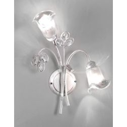 CLARISSA APPLIQUE 2 LUCI BIANCO PATINATO RAME DIFFUSORI FLOREALI E DETTAGLI IN CRISTALLO CRISTALENSI LUX - Cristalensi Shop Onli