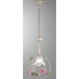 PRIMAVERA SOSPENSIONE SINGOLA CLASSICA AVORIO DECORATA CON FIORI ROSA CRISTALENSI LUX - Cristalensi Shop Online 2