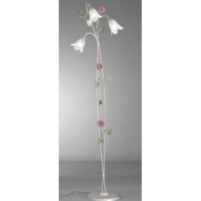 PRIMAVERA PIANTANA IN STILE CLASSICO AVORIO DECORATA CON FIORI ROSA E FOGLIE VERDI CRISTALENSI LUX - Cristalensi Shop Online