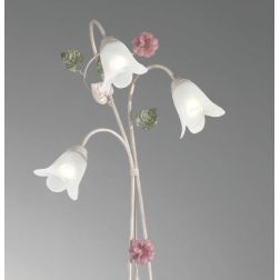 PRIMAVERA PIANTANA IN STILE CLASSICO AVORIO DECORATA CON FIORI ROSA E FOGLIE VERDI CRISTALENSI LUX - Cristalensi Shop Online 2