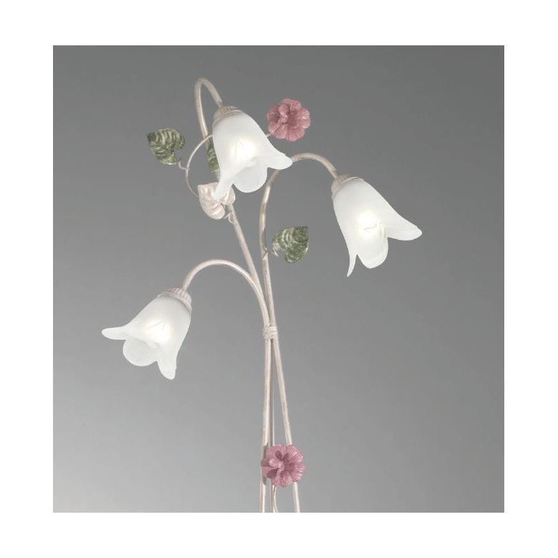 PRIMAVERA PIANTANA IN STILE CLASSICO AVORIO DECORATA CON FIORI ROSA E FOGLIE VERDI CRISTALENSI LUX - Cristalensi Shop Online