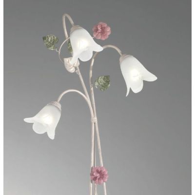 PRIMAVERA PIANTANA IN STILE CLASSICO AVORIO DECORATA CON FIORI ROSA E FOGLIE VERDI CRISTALENSI LUX - Cristalensi Shop Online