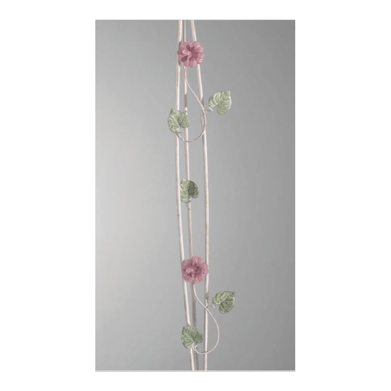 PRIMAVERA PIANTANA IN STILE CLASSICO AVORIO DECORATA CON FIORI ROSA E FOGLIE VERDI CRISTALENSI LUX - Cristalensi Shop Online