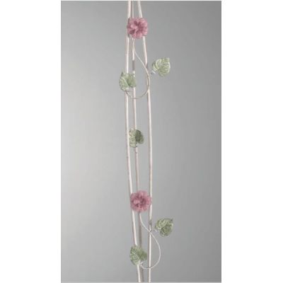 PRIMAVERA PIANTANA IN STILE CLASSICO AVORIO DECORATA CON FIORI ROSA E FOGLIE VERDI CRISTALENSI LUX - Cristalensi Shop Online