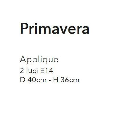 PRIMAVERA APPLIQUE 2 LUCI CLASSICA AVORIO DECORATA CON FIORI ROSA E FOGLIE VERDI CRISTALENSI LUX - Cristalensi Shop Online