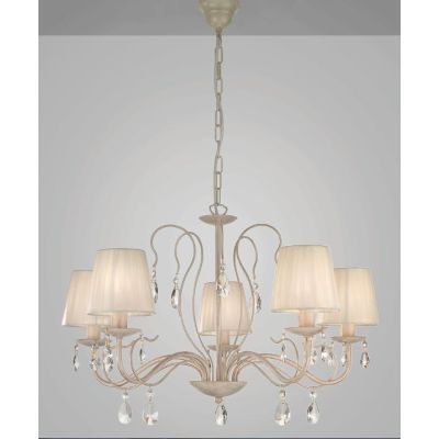 IMPERO LAMPADARIO A BRACCI CLASSICO 5 LUCI IN METALLO AVORIO O BIANCO CON PARALUMI PLISSE CRISTALENSI LUX - Cristalensi Shop Onl