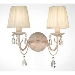 IMPERO APPLIQUE CLASSICA 2 LUCI IN METALLO AVORIO O BIANCO CON PARALUMI E OTTAGONI IN CRISTALLO CRISTALENSI LUX - Cristalensi Sh