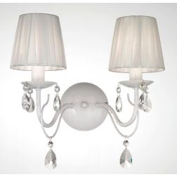 IMPERO APPLIQUE CLASSICA 2 LUCI IN METALLO AVORIO O BIANCO CON PARALUMI E OTTAGONI IN CRISTALLO CRISTALENSI LUX - Cristalensi Sh 2