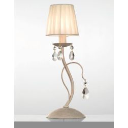 IMPERO LAMPADA DA TAVOLO CLASSICA IN METALLO AVORIO O BIANCO CON PARALUMI E OTTAGONI IN CRISTALLO CRISTALENSI LUX - Cristalensi