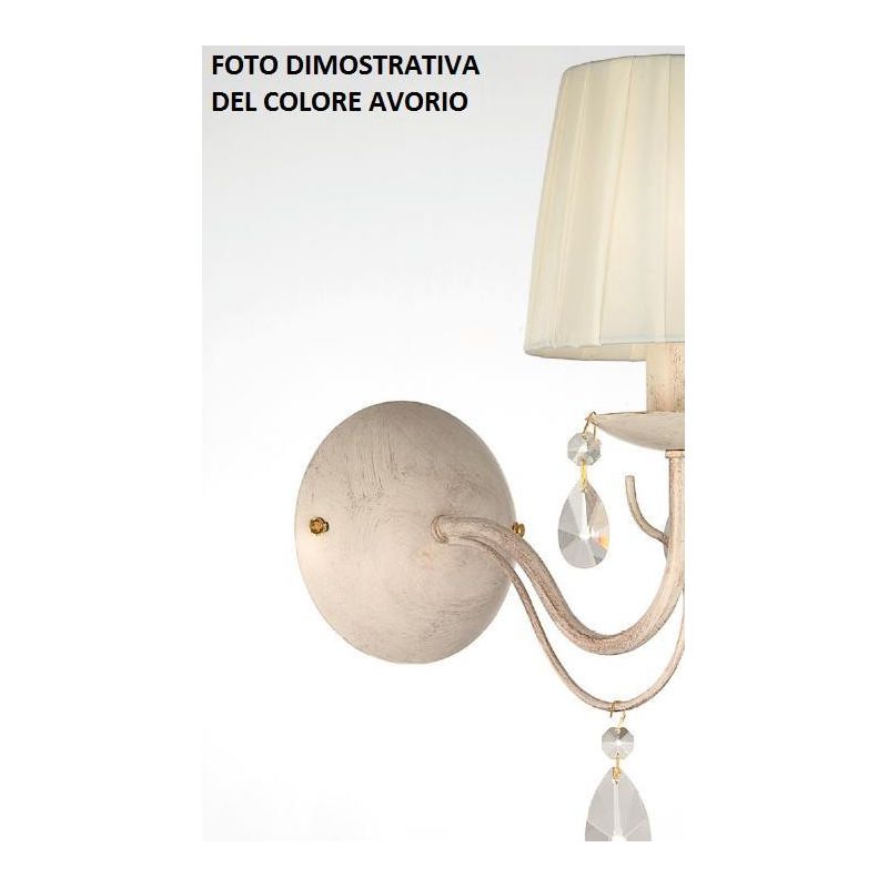 IMPERO PIANTANA CLASSICA IN METALLO AVORIO O BIANCO CON PARALUME E OTTAGONI IN CRISTALLO CRISTALENSI LUX - Cristalensi Shop Onli
