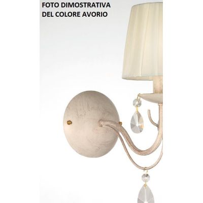 IMPERO PIANTANA CLASSICA IN METALLO AVORIO O BIANCO CON PARALUME E OTTAGONI IN CRISTALLO CRISTALENSI LUX - Cristalensi Shop Onli