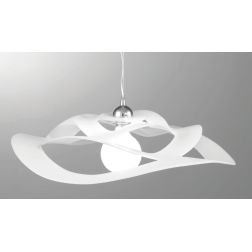SATURNO D50 LAMPADARIO A SOSPENSIONE MODERNO E PARTICOLARE IN VETRO BIANCO SATINATO CRISTALENSI LUX - Cristalensi Shop Online