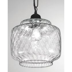 BISTRO SOSPENSIONE SINGOLA STILE VINTAGE IN VETRO TRASPARENTE DECORATO A RILIEVO CRISTALENSI LUX - Cristalensi Shop Online