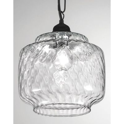 BISTRO SOSPENSIONE SINGOLA STILE VINTAGE IN VETRO TRASPARENTE DECORATO A RILIEVO CRISTALENSI LUX - Cristalensi Shop Online