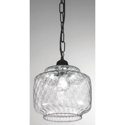 BISTRO SOSPENSIONE SINGOLA STILE VINTAGE IN VETRO TRASPARENTE DECORATO A RILIEVO CRISTALENSI LUX - Cristalensi Shop Online