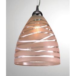 MARCO SOSPENSIONE SINGOLA A CAMPANA IN VETRO TRASPARENTE CON DECORI BIANCHI O TORTORA CRISTALENSI LUX - Cristalensi Shop Online 2