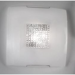 TIFFANY PLAFONIERA QUADRATA 40X40 MODERNA IN VETRO BIANCO LUCIDO CON SWAROSKY DECORATIVI CRISTALENSI LUX - Cristalensi Shop Onli