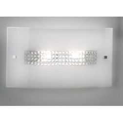 TIFFANY APPLIQUE RETTANGOLARE STILE MODERNO IN VETRO BIANCO LUCIDO CON SWAROSKY DECORATIVI CRISTALENSI LUX - Cristalensi Shop On