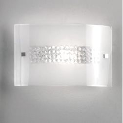 TIFFANY APPLIQUE IN STILE MODERNO IN VETRO BIANCO LUCIDO CON SWAROSKY DECORATIVI CRISTALENSI LUX - Cristalensi Shop Online