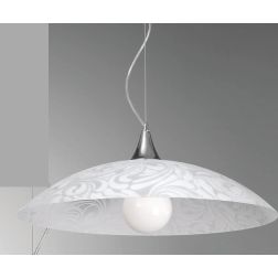 MARMO LAMPADARIO A SOSPENSIONE D50 STILE CLASSICO ECONOMICO IN VETRO BIANCO DAMASCATO CRISTALENSI LUX - Cristalensi Shop Online